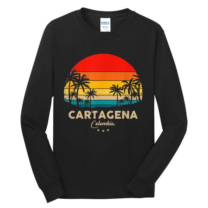 Retro Cartagena Colombia Souvenir Sunset Great Trip Gift Tall Long Sleeve T-Shirt