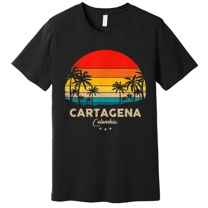 Retro Cartagena Colombia Souvenir Sunset Great Trip Gift Premium T-Shirt