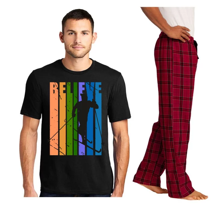 Retro Cross Country Skiing Winter Colorful Colors Cool Great Gift Pajama Set