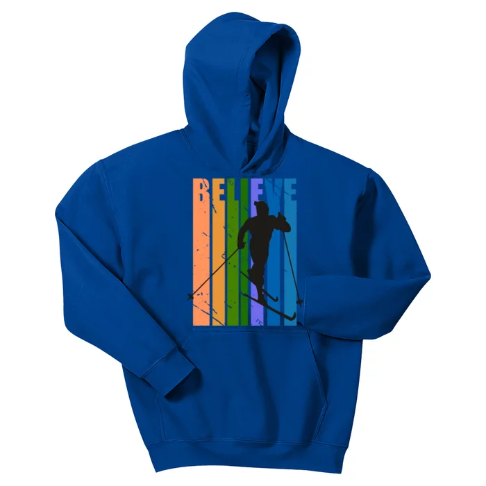 Retro Cross Country Skiing Winter Colorful Colors Cool Great Gift Kids Hoodie