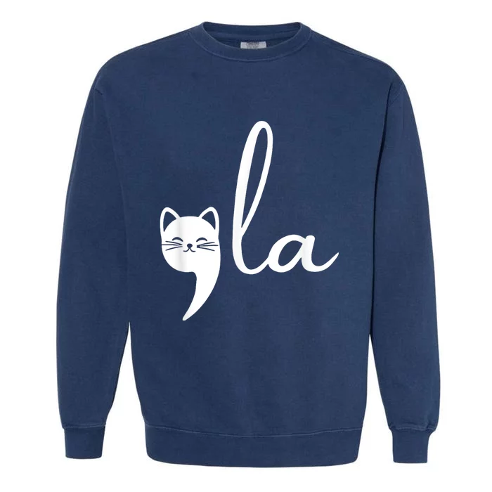 Retro Cat Comma La Kamala Harris For President 2024 Election Garment-Dyed Sweatshirt