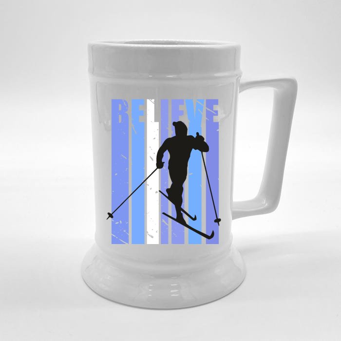 Retro Cross Country Skiing Winter Ice Sports Snow Cute Gift Front & Back Beer Stein