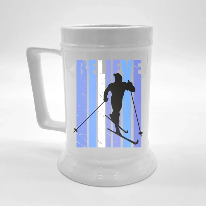 Retro Cross Country Skiing Winter Ice Sports Snow Cute Gift Front & Back Beer Stein