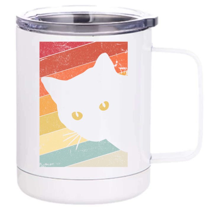 Retro Cat Cool Gift For Kitten Lovers Front & Back 12oz Stainless Steel Tumbler Cup