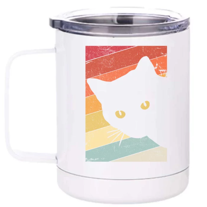 Retro Cat Cool Gift For Kitten Lovers Front & Back 12oz Stainless Steel Tumbler Cup