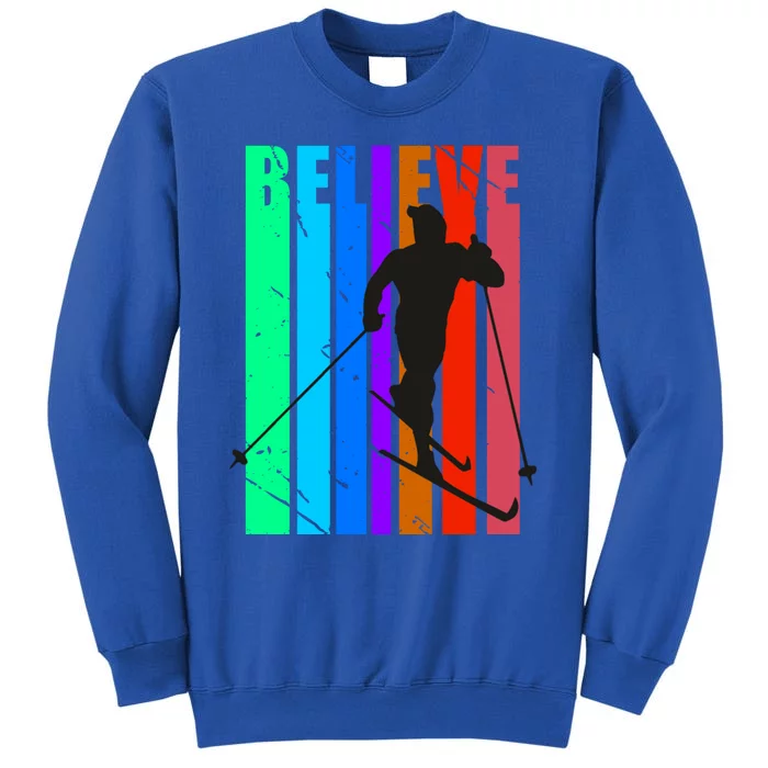 Retro Cross Country Skiing Winter Ice Sports Snow Cute Gift Tall Sweatshirt