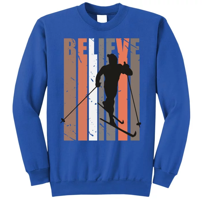 Retro Cross Country Skiing Winter Sports Motivational Great Gift Tall Sweatshirt