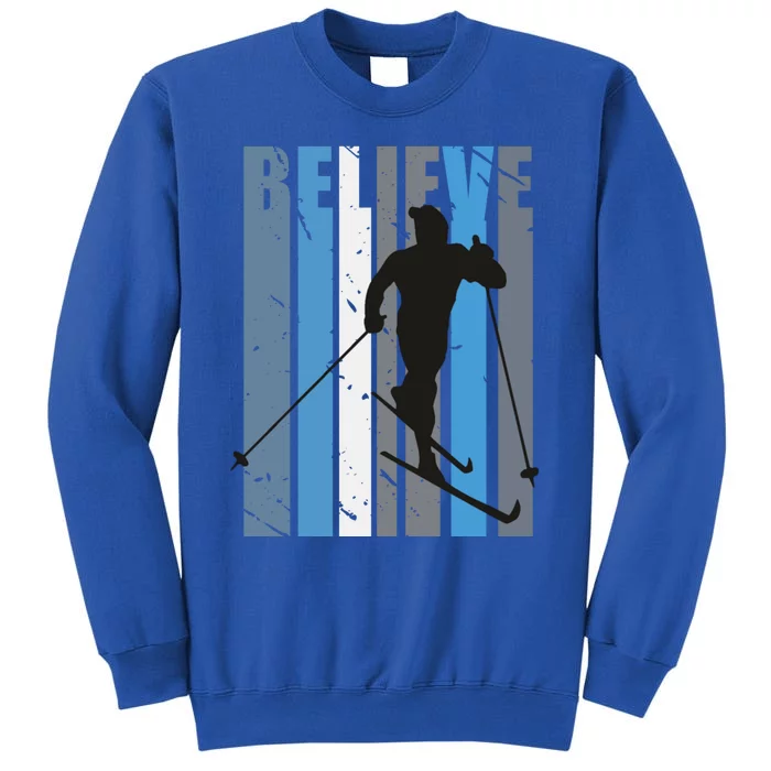 Retro Cross Country Skiing Winter Sports Motivational Cool Gift Tall Sweatshirt