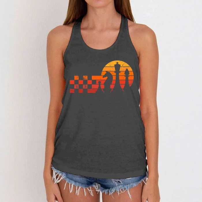 Retro Chess, Chess Club, Chess Player Women's Knotted Racerback Tank