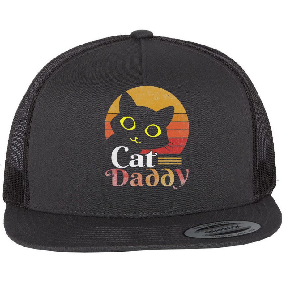 Retro Cat Daddy 80s 90S Style Cat Retro Cat Sunglasses Flat Bill Trucker Hat