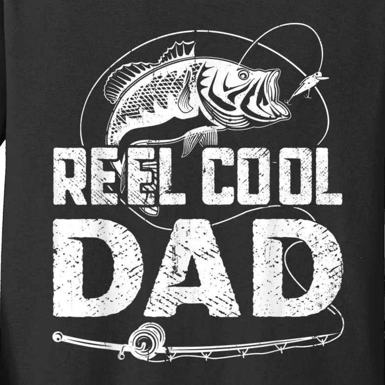 Reel Cool Dad Fishing Daddy Fathers Day Funny Kids Long Sleeve Shirt