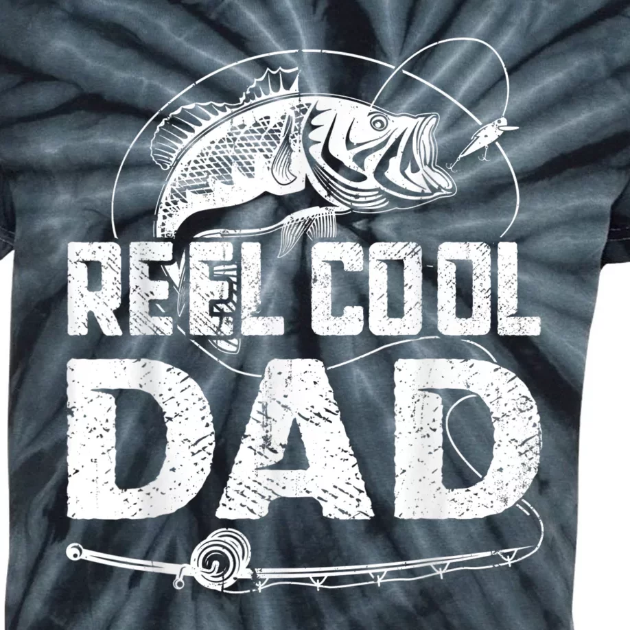 Reel Cool Dad Fishing Daddy Fathers Day Funny Kids Tie-Dye T-Shirt