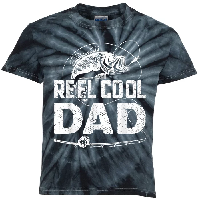 Reel Cool Dad Fishing Daddy Fathers Day Funny Kids Tie-Dye T-Shirt