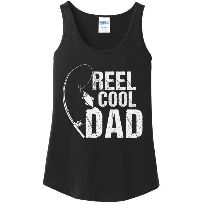 Reel Cool Dad Fishing Themed Graphic Ladies Essential Tank