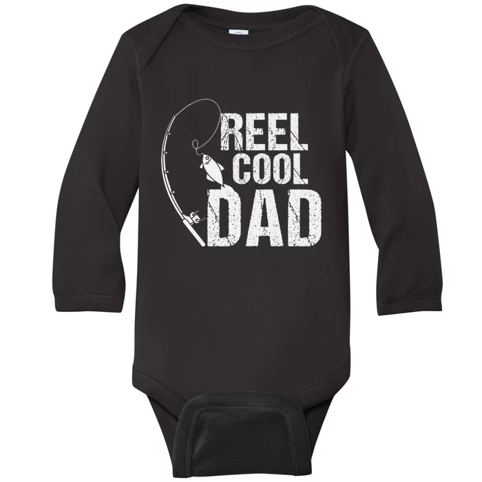 Reel Cool Dad Fishing Themed Graphic Baby Long Sleeve Bodysuit