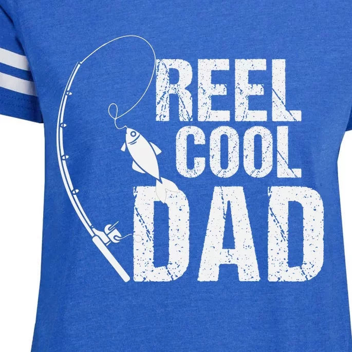 Reel Cool Dad Fishing Themed Graphic Enza Ladies Jersey Football T-Shirt