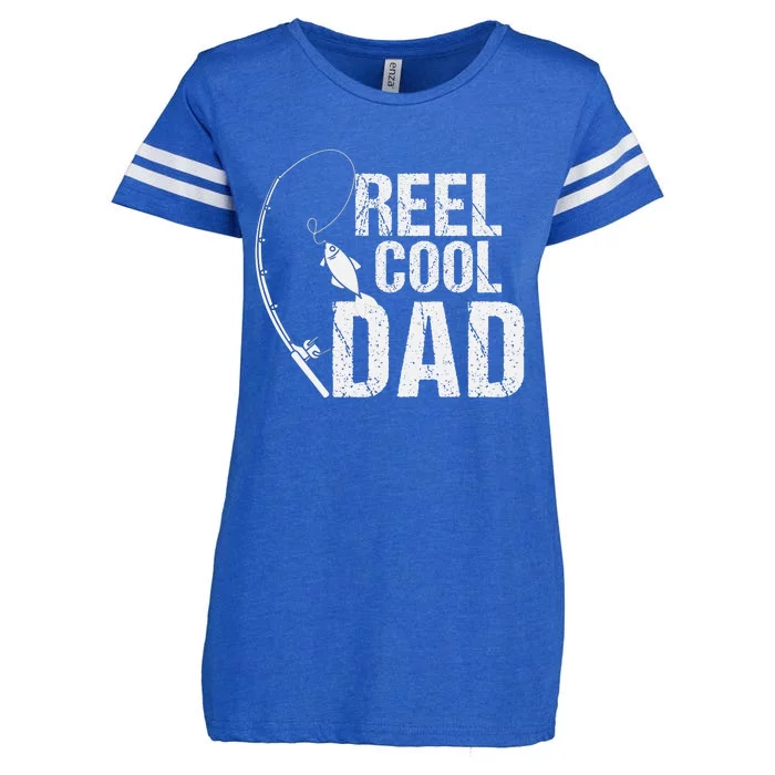 Reel Cool Dad Fishing Themed Graphic Enza Ladies Jersey Football T-Shirt