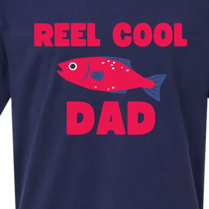 Reel Cool Dad Funny Fishing Dad Sueded Cloud Jersey T-Shirt