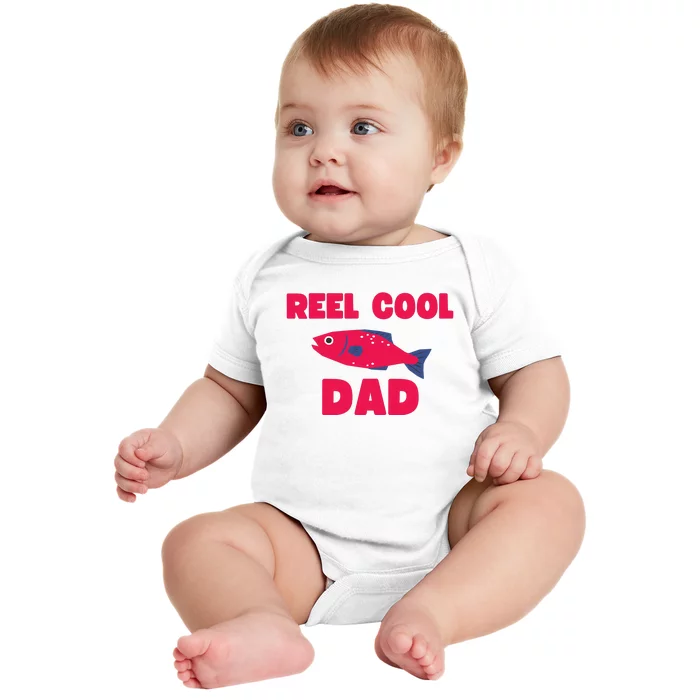 Reel Cool Dad Funny Fishing Dad Baby Bodysuit