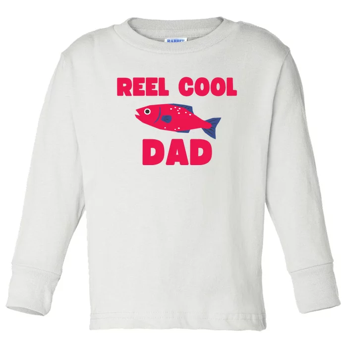 Reel Cool Dad Funny Fishing Dad Toddler Long Sleeve Shirt