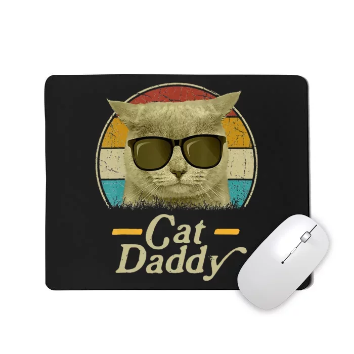 Retro Cat Daddy 80s 90S Style Cat Retro Cat Sunglasses Mousepad