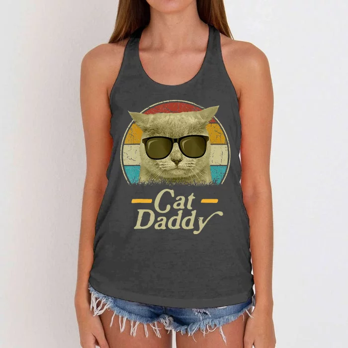 Retro Cat Daddy 80s 90S Style Cat Retro Cat Sunglasses Women's Knotted Racerback Tank