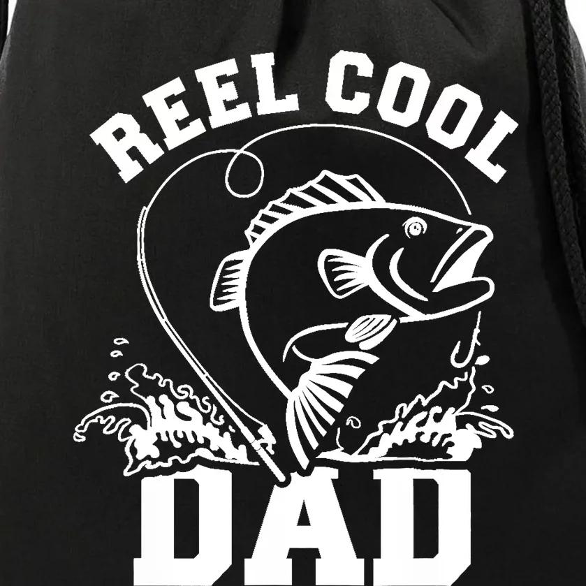 Reel cool dad fishing Drawstring Bag