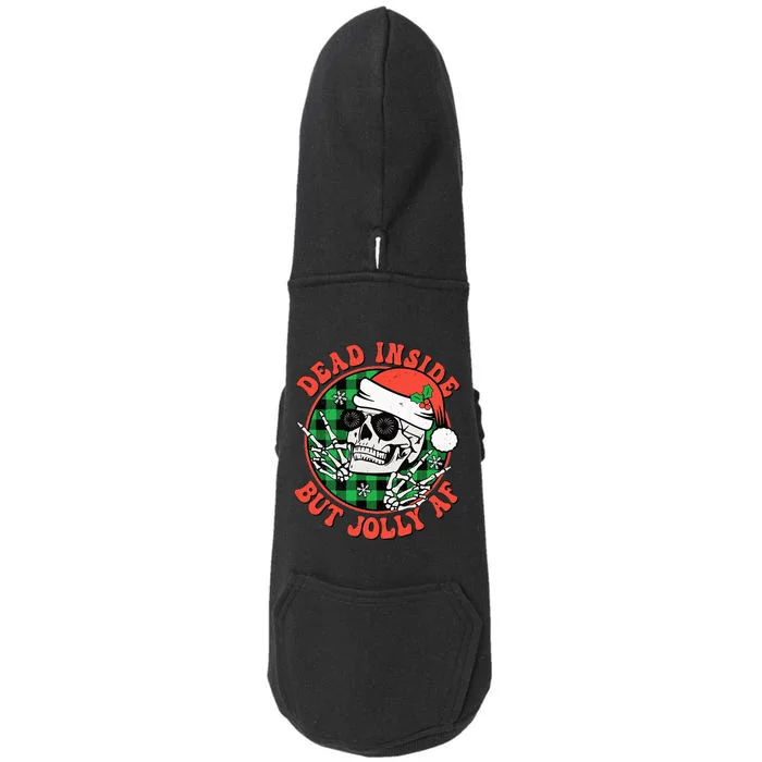 Retro Christmas Dead Inside But Jolly Skull Xmas Holiday Pjs Doggie 3-End Fleece Hoodie