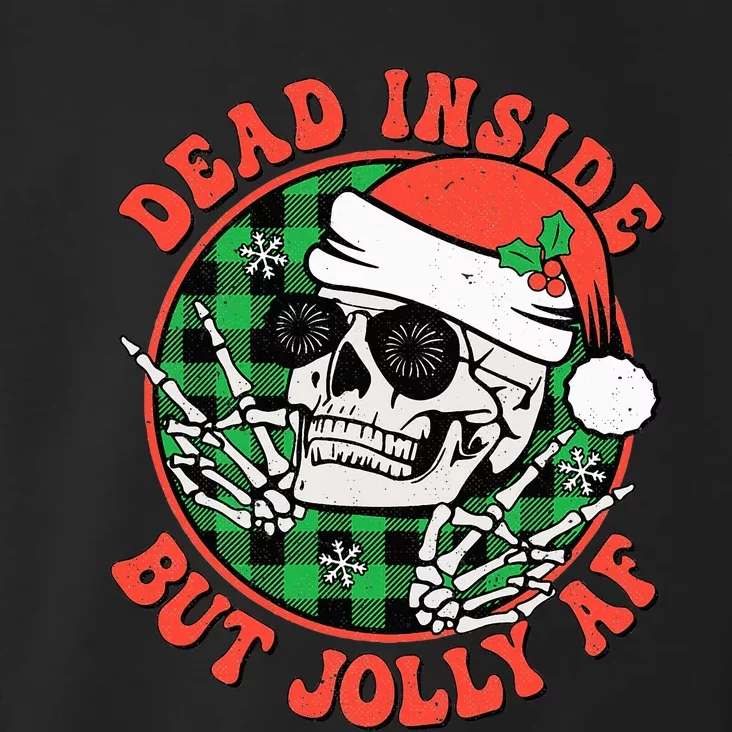 Retro Christmas Dead Inside But Jolly Skull Xmas Holiday Pjs Toddler Hoodie