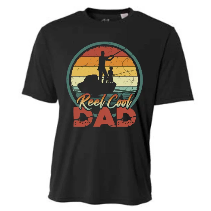 Reel Cool Dad Gift Cool Vintage Retro Fishing Family Funny Gift Cooling Performance Crew T-Shirt