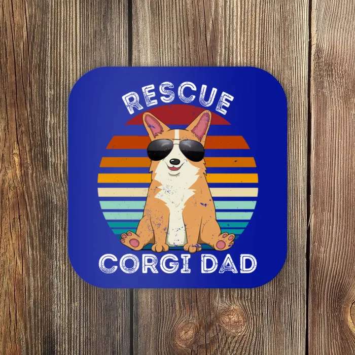 Rescue Corgi Dog Dad Puppy Sunglasses Rainbow Dog Lovers Funny Gift Coaster