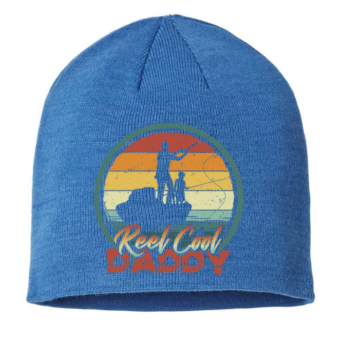 Reel Cool Daddy Cool Gift Cool Retro Vintage Fishing Family Gift 8 1/2in Sustainable Knit Beanie