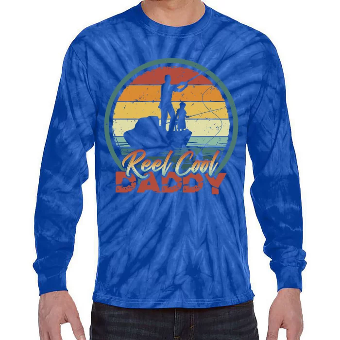 Reel Cool Daddy Cool Gift Cool Retro Vintage Fishing Family Gift Tie-Dye Long Sleeve Shirt