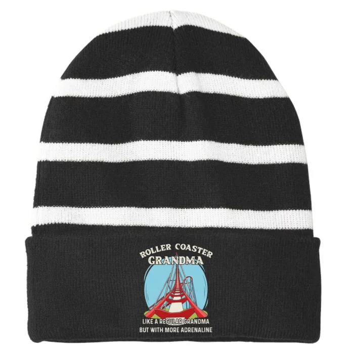 Roller Coaster Design For Your Roller Coaster Grandma Striped Beanie with Solid Band