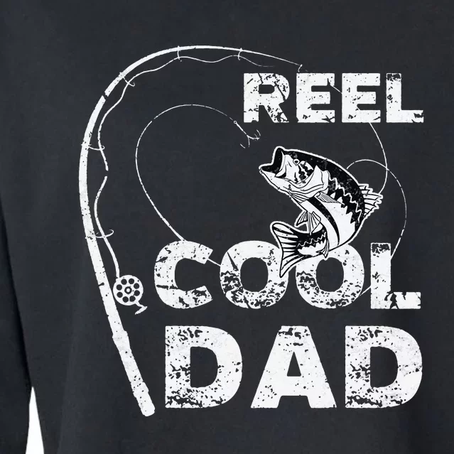 Reel Cool Dad Fishing Daddy Fathers Day Funny Cropped Pullover Crew