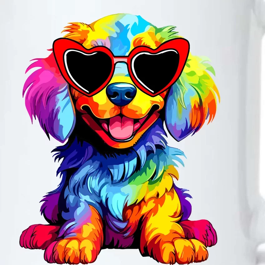 Rainbow Cute Dog Wearing Glasses Heart Puppy Love Dog Funny Black Color Changing Mug