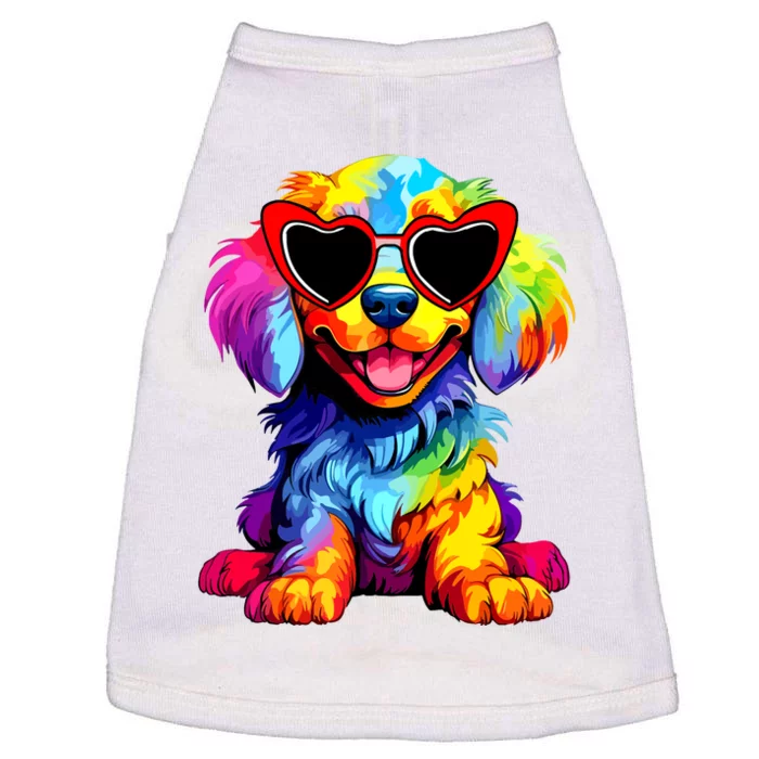 Rainbow Cute Dog Wearing Glasses Heart Puppy Love Dog Funny Doggie Tank