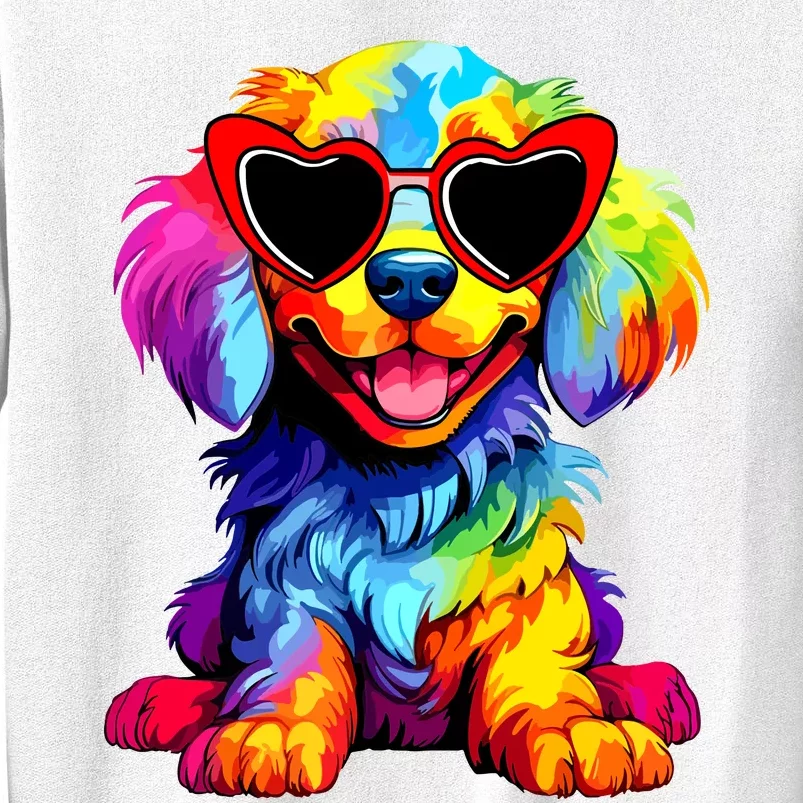 Rainbow Cute Dog Wearing Glasses Heart Puppy Love Dog Funny Sweatshirt