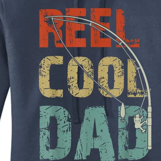 Reel Cool Dad Funny Fishing Fathers Day Fisherman Daddy Women's Pullover Hoodie