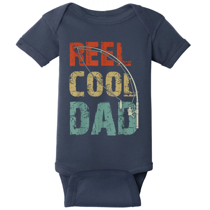 Reel Cool Dad Funny Fishing Fathers Day Fisherman Daddy Baby Bodysuit