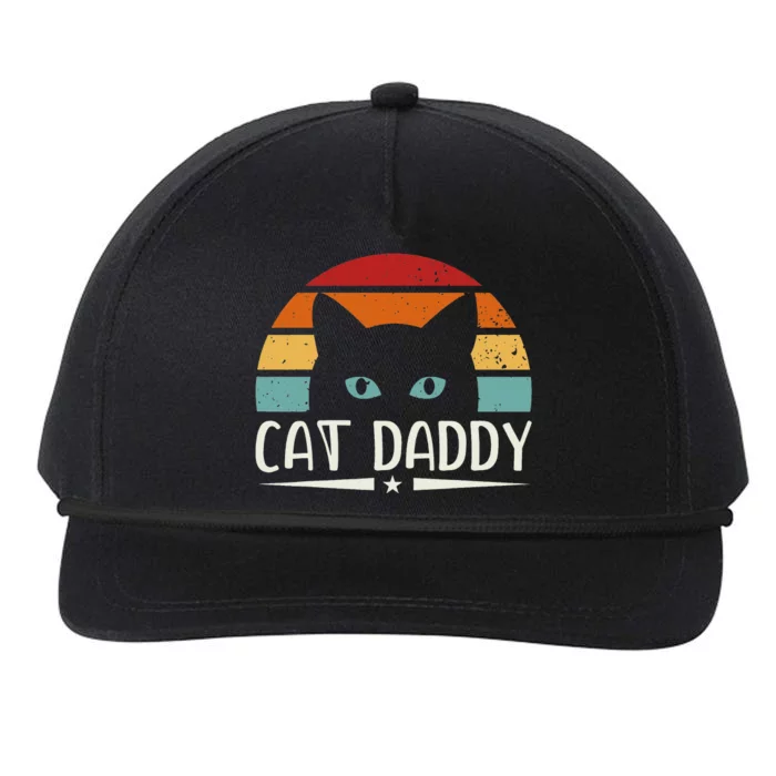 Retro Cat Daddy Cute Cats Lover For Dad Snapback Five-Panel Rope Hat