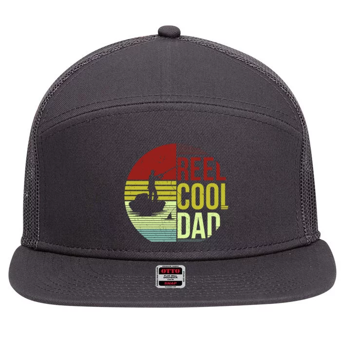 Reel Cool Dad Funny Fishing Fish 7 Panel Mesh Trucker Snapback Hat