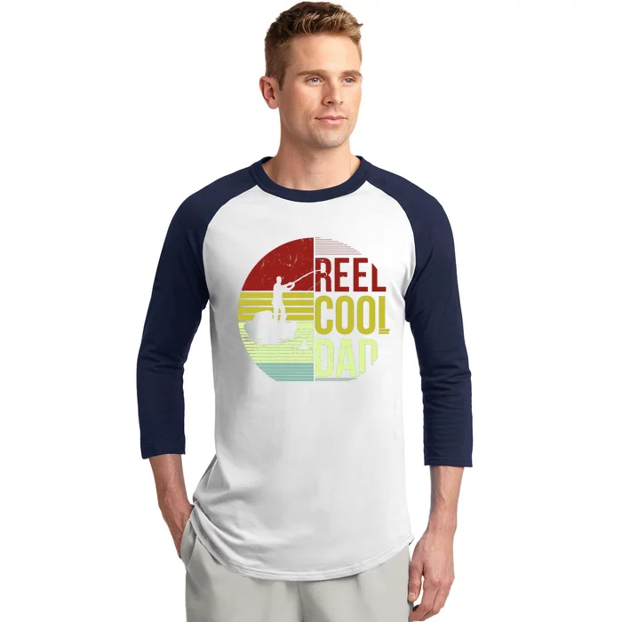 Reel Cool Dad Funny Fishing Fish Baseball Sleeve Shirt