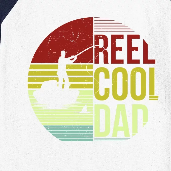 Reel Cool Dad Funny Fishing Fish Baseball Sleeve Shirt