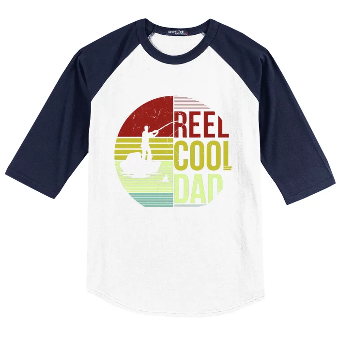 Reel Cool Dad Funny Fishing Fish Baseball Sleeve Shirt