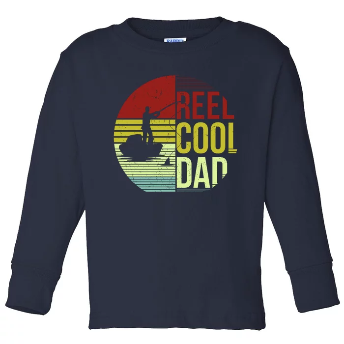 Reel Cool Dad Funny Fishing Fish Toddler Long Sleeve Shirt