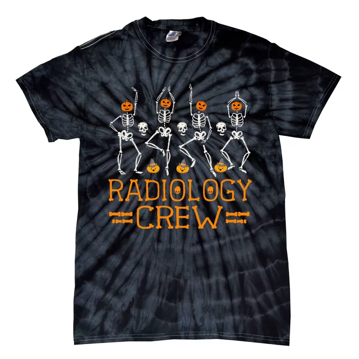 Radiology Crew Dancing Skeleton Pumpkin Tie-Dye T-Shirt