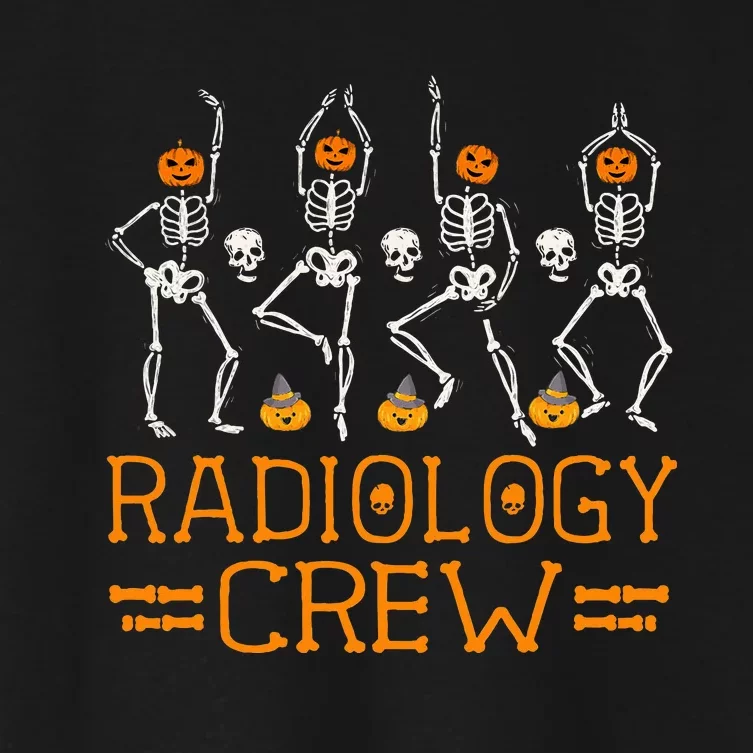 Radiology Crew Dancing Skeleton Pumpkin Women's Crop Top Tee