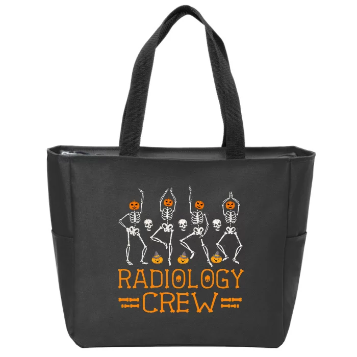 Radiology Crew Dancing Skeleton Pumpkin Zip Tote Bag