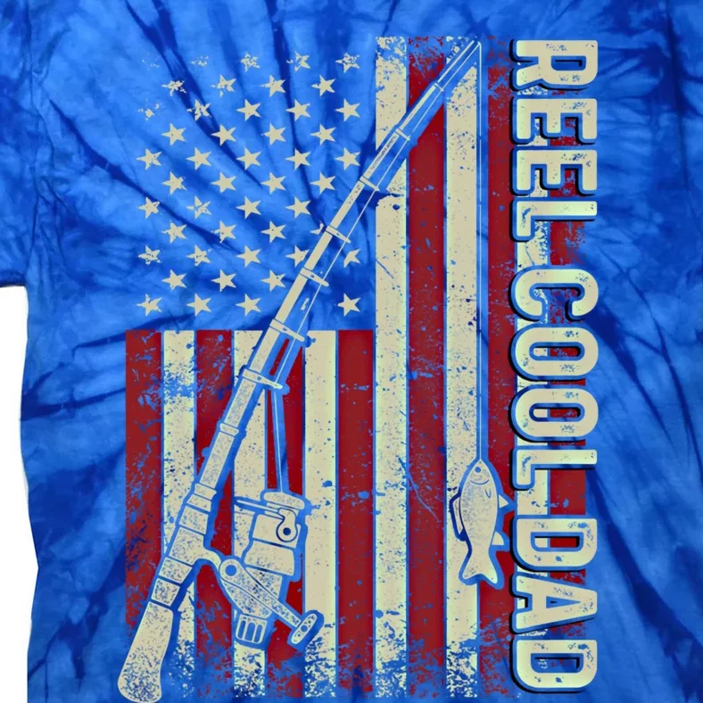 Reel Cool Dad American Flag Fishing Christmas Gift Tie-Dye T-Shirt